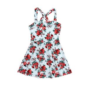 Streetwear Society‎ Dress Women's Medium White Red Floral Retro Pin-Up A-Line